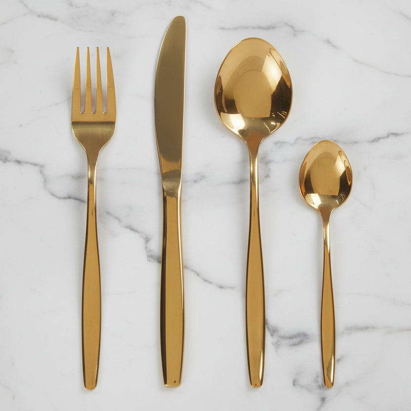 Set Of 16 Sleek Gold Cutlery Set - XYT013 - Uneeka