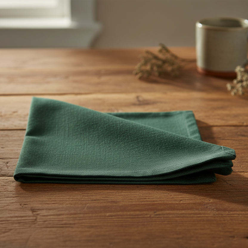 Set Of 4 Green Cotton Napkins - Uneeka