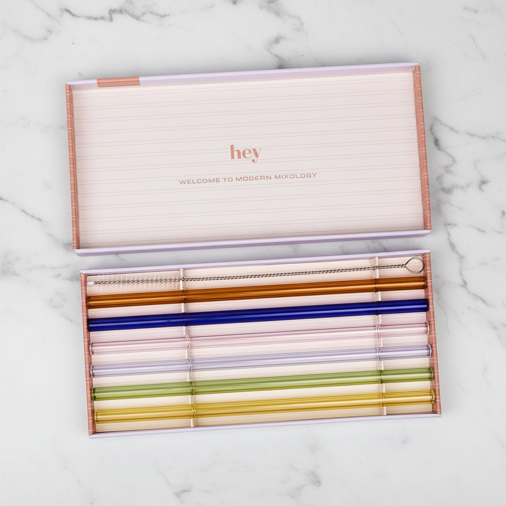 Set of 6 Highball Coloured Glass Straws - HHC167UK - Uneeka