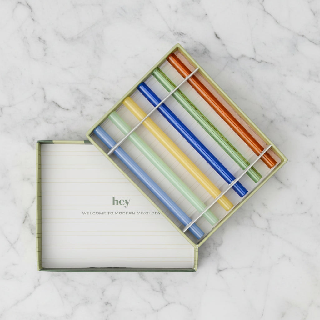 Set of 6 Tumbler Coloured Glass Straws - HHC120UK - Uneeka