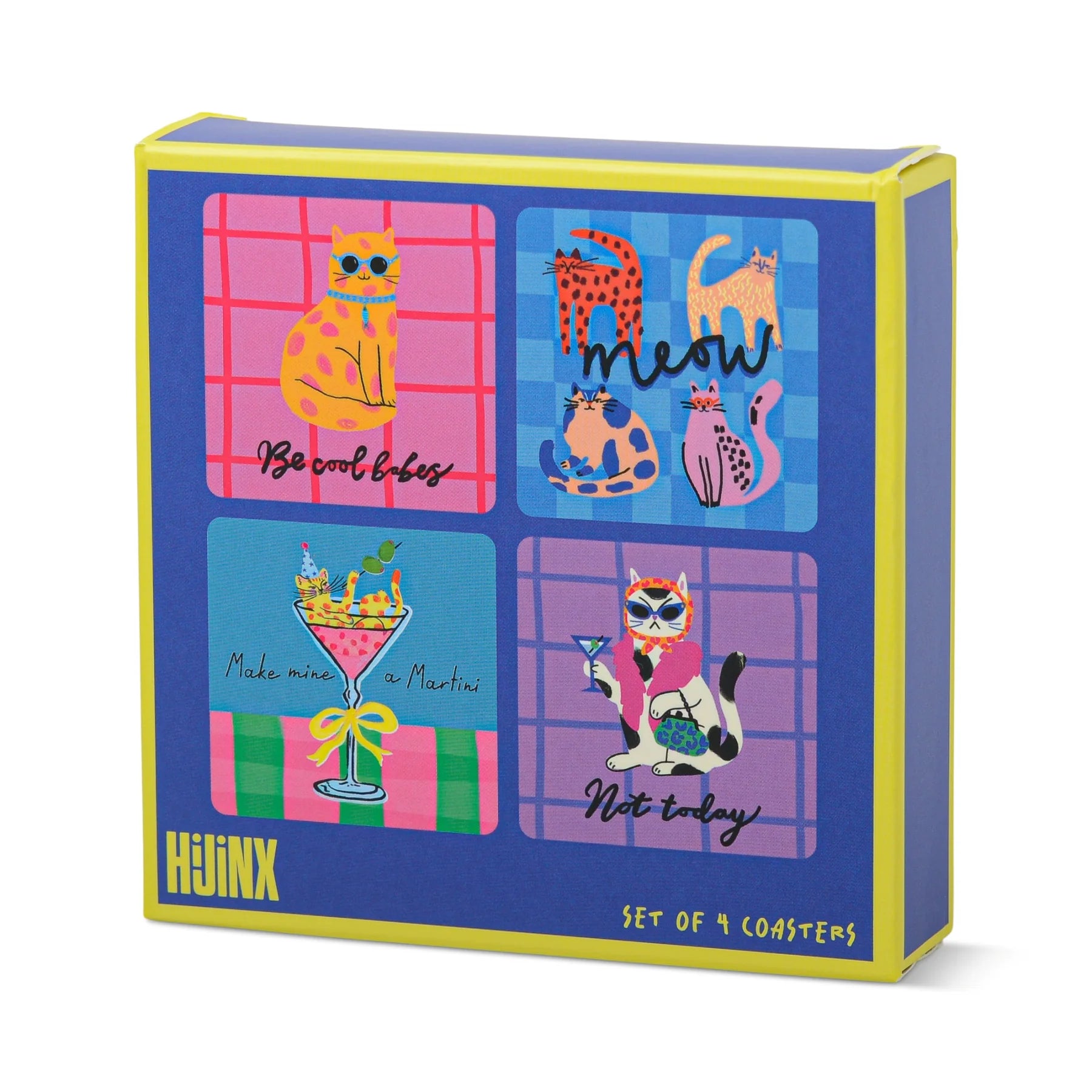 Set of 4 Colourful Cat Coasters - HJX022EU - Uneeka