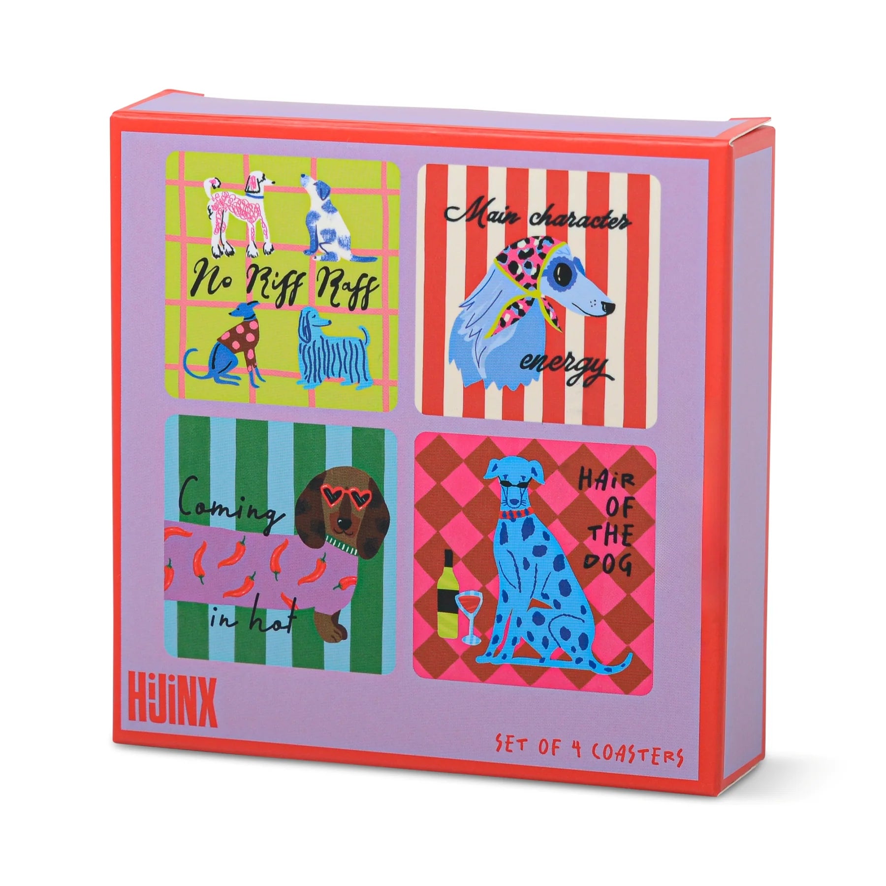 Set of 4 Colourful Dog Coasters - HJX021EU - Uneeka