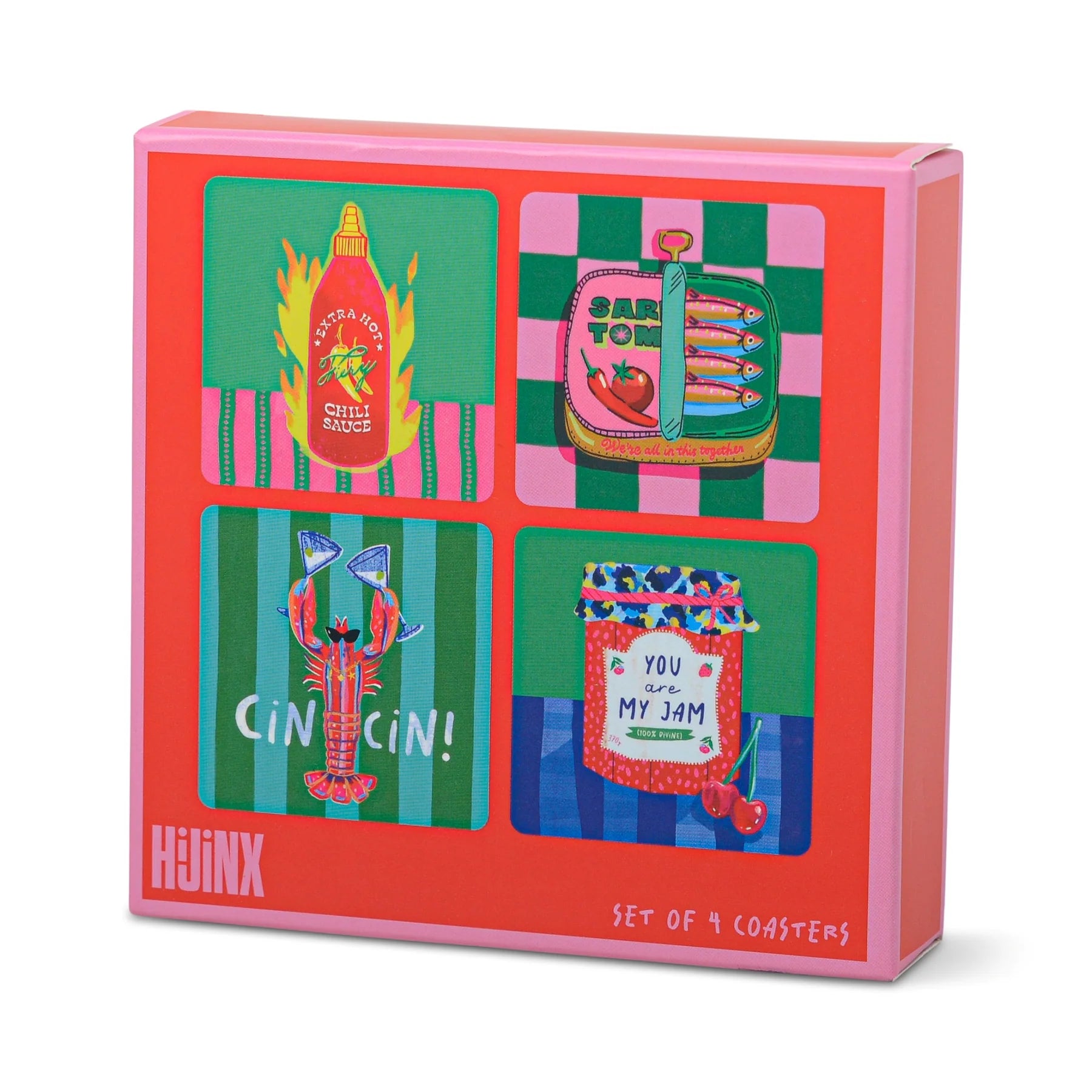 Set of 4 Colourful Foodie Coasters - HJX020EU - Uneeka