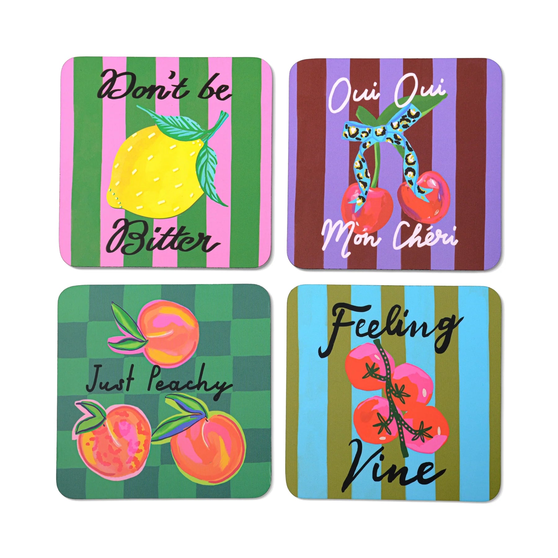 Set of 4 Colourful Fruity Coasters - HJX019EU - Uneeka