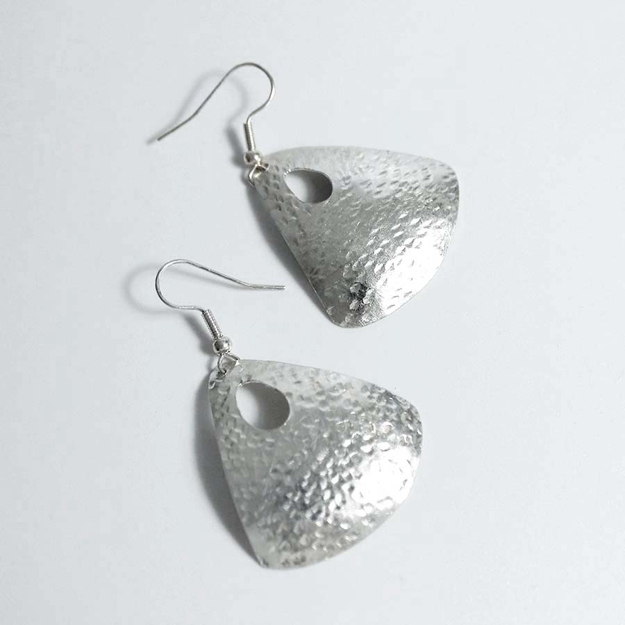Silver Medium Triangle with Hole Earrings