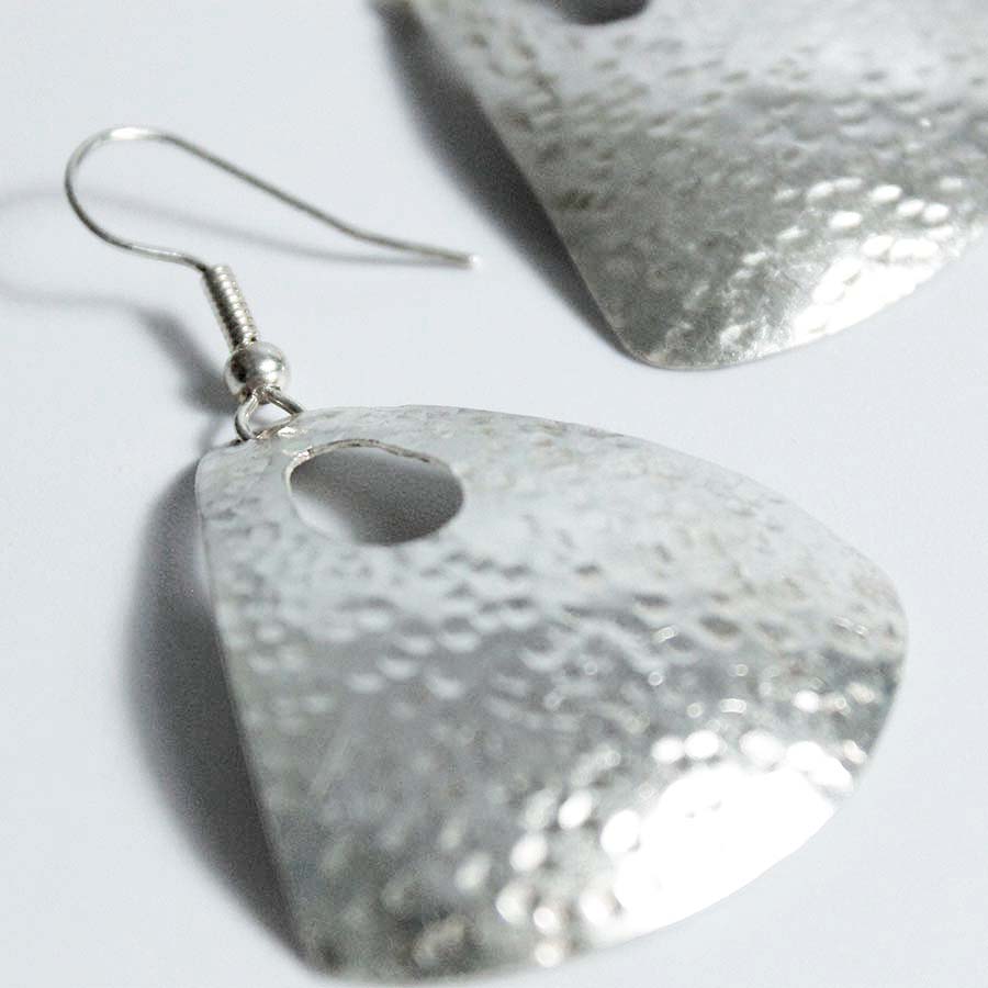 Silver Medium Triangle with Hole Earrings