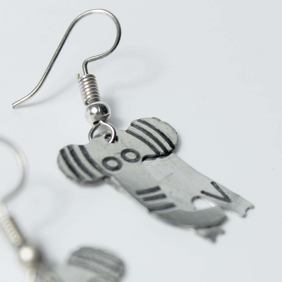 Silver Moving Elephant Earrings