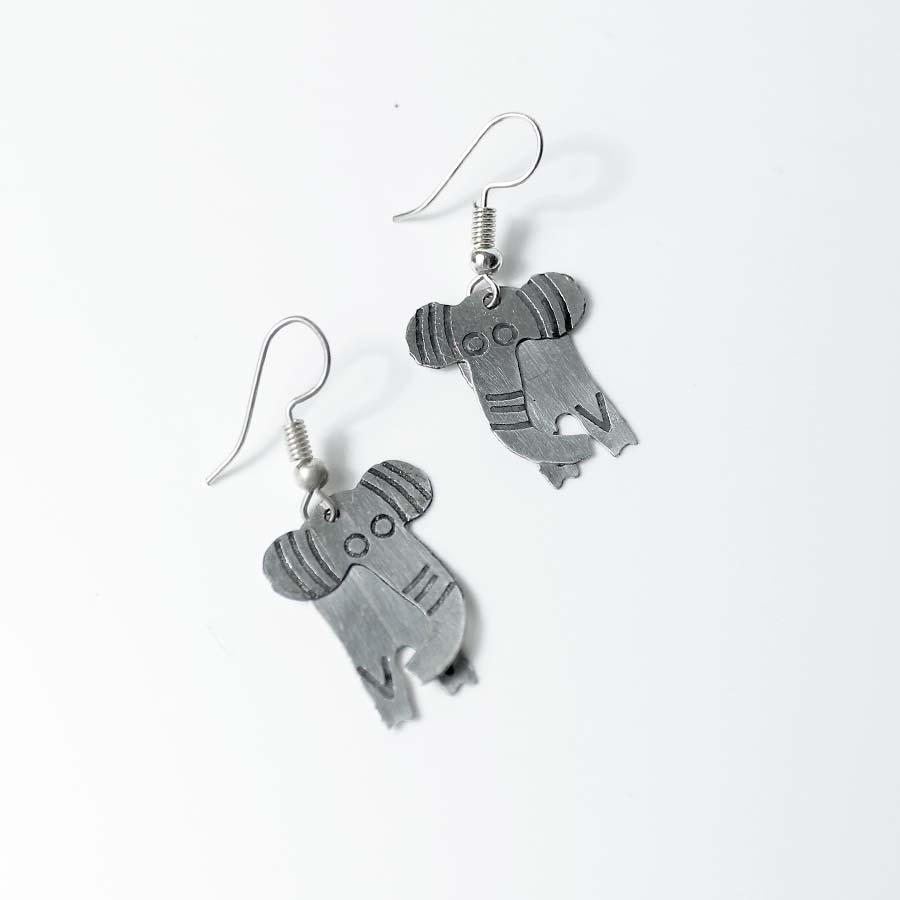 Silver Moving Elephant Earrings