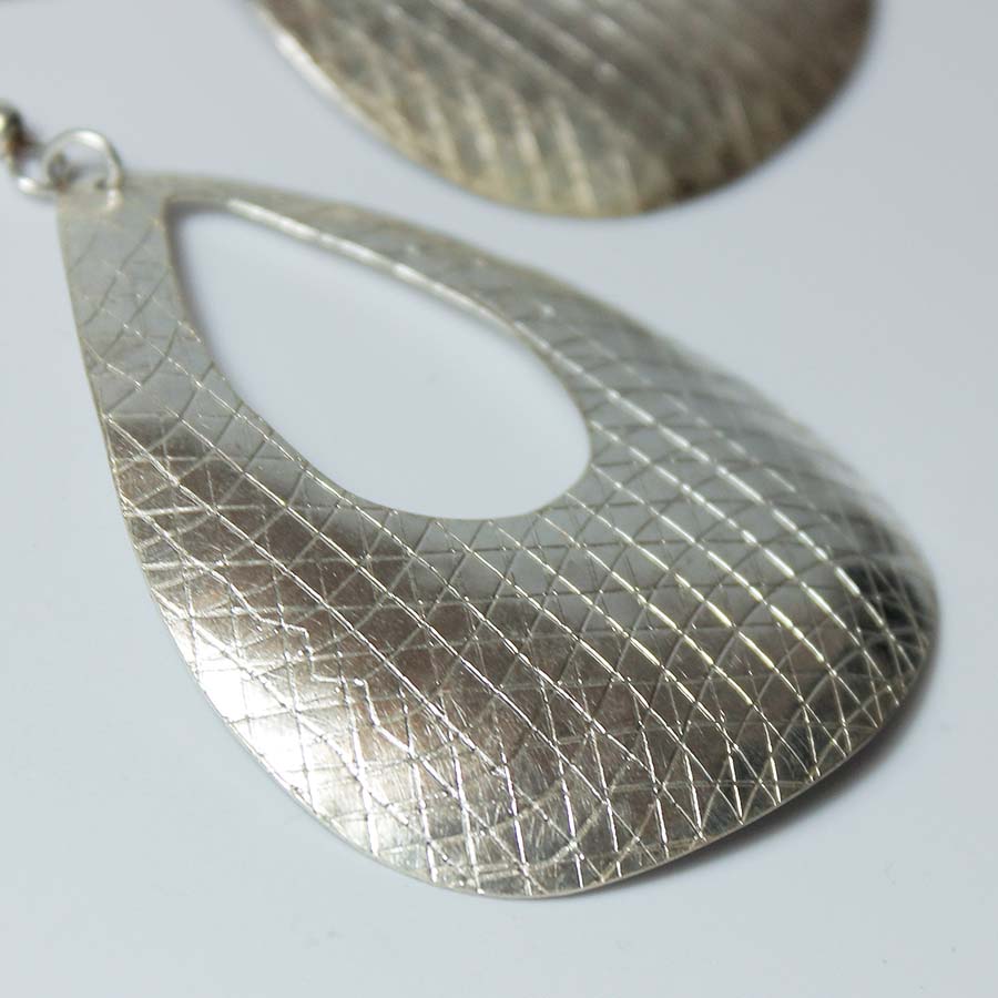 Silver Plate Rounded Cut Out Triangle Earrings