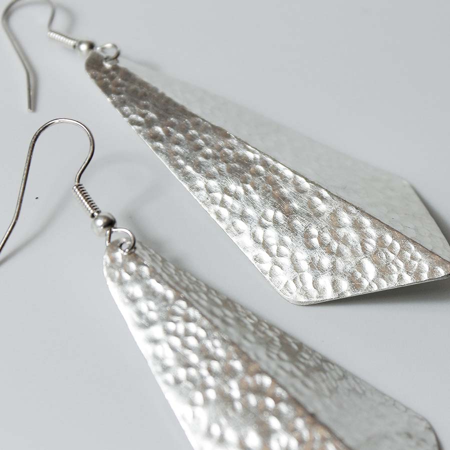 Silver Plated 3D Small Triangle Earrings