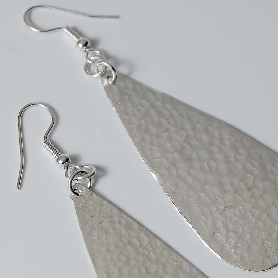 Silver Plated Long Softened Triangle Earrings