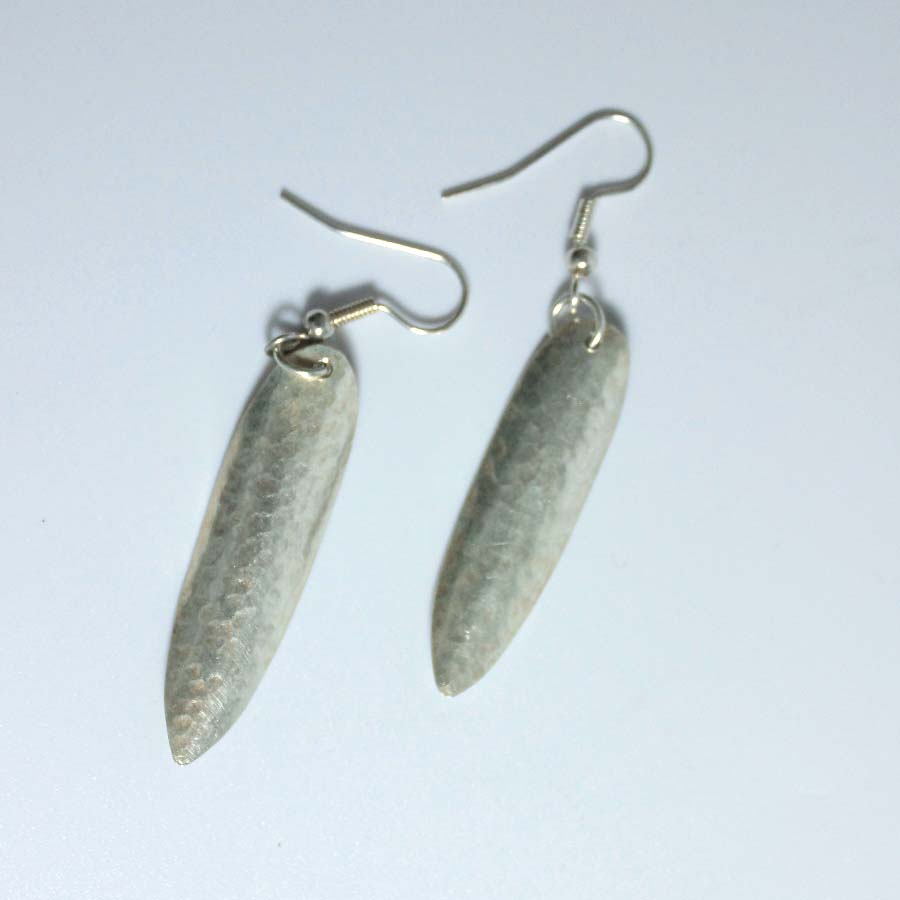 Silver Plated Petite Slim Leaf Earrings