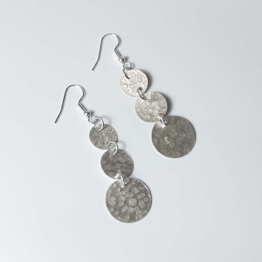 Silver Plated Three Coin Small Earrings