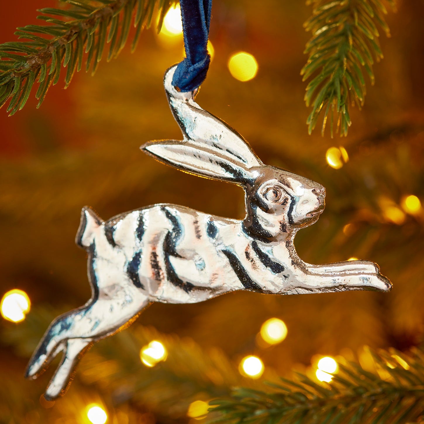 Silver Leaping Hare Hanging Decoration - Uneeka