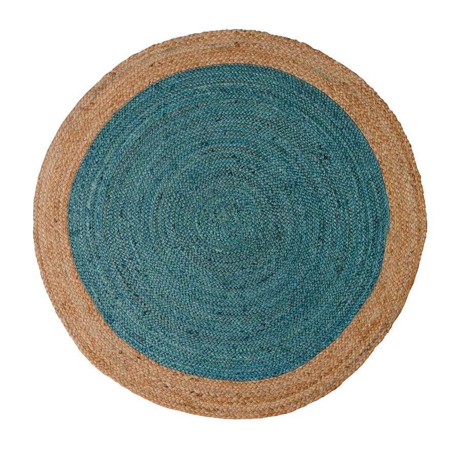 Simple Coloured Jute Rug Turquoise