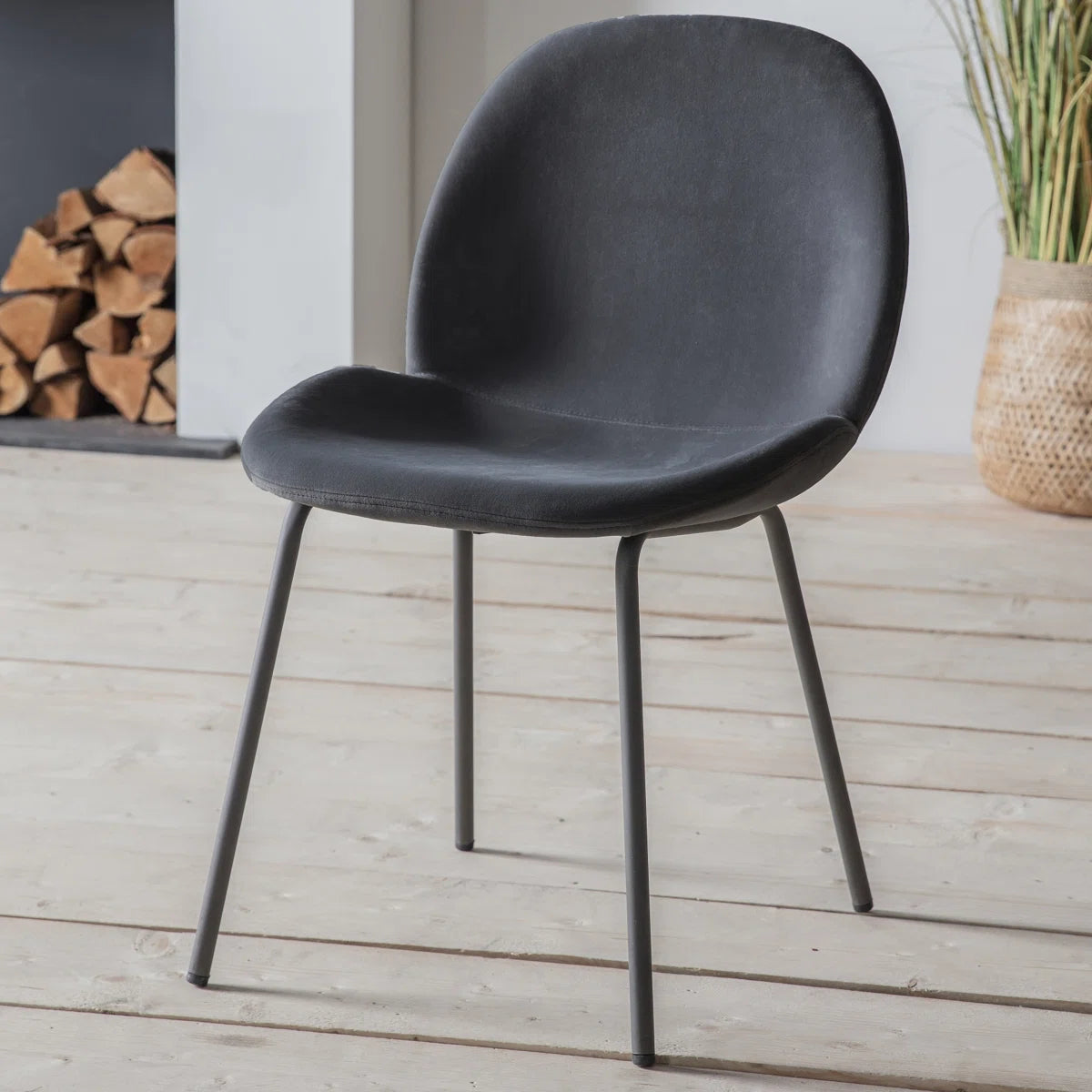 Simple Grey Velvet Dining Chair - Uneeka
