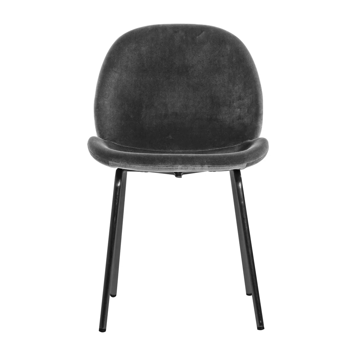 Simple Grey Velvet Dining Chair Front View - Uneeka