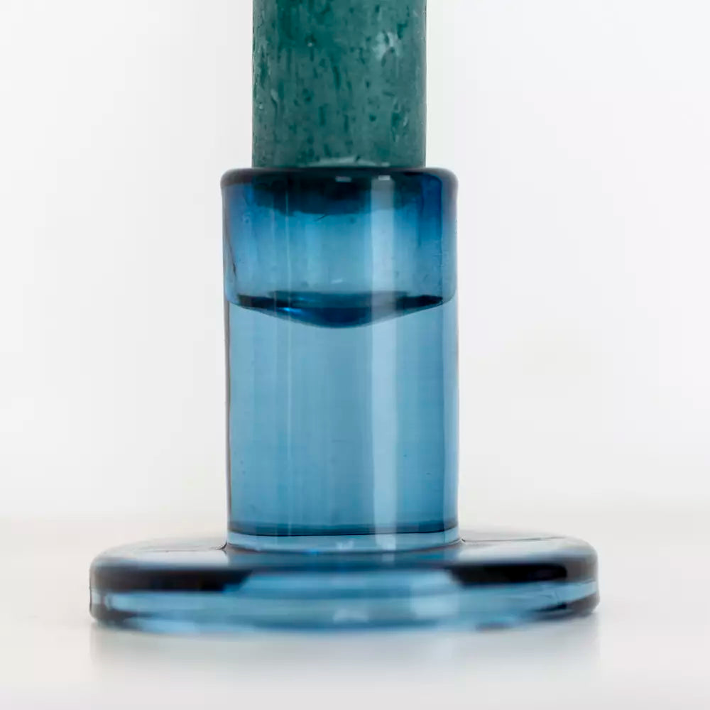 Simple Mini Glass Candle Stick Holder - Blue - Uneeka