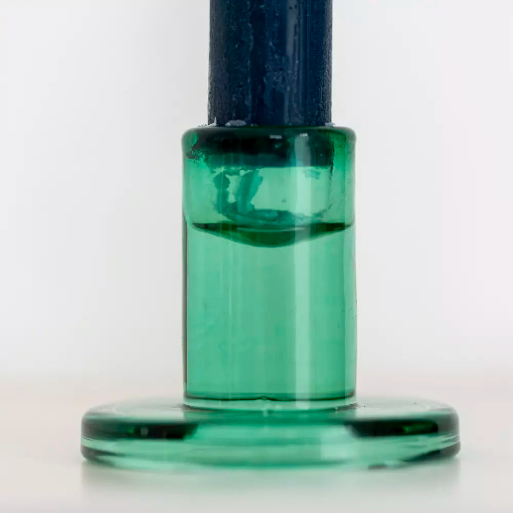 Simple Mini Glass Candle Stick Holder -Green - Uneeka