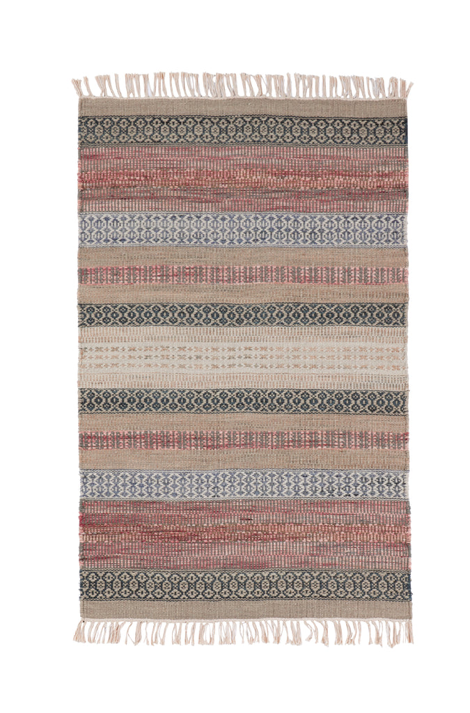 Skye Geometric Woven Rug rolled out