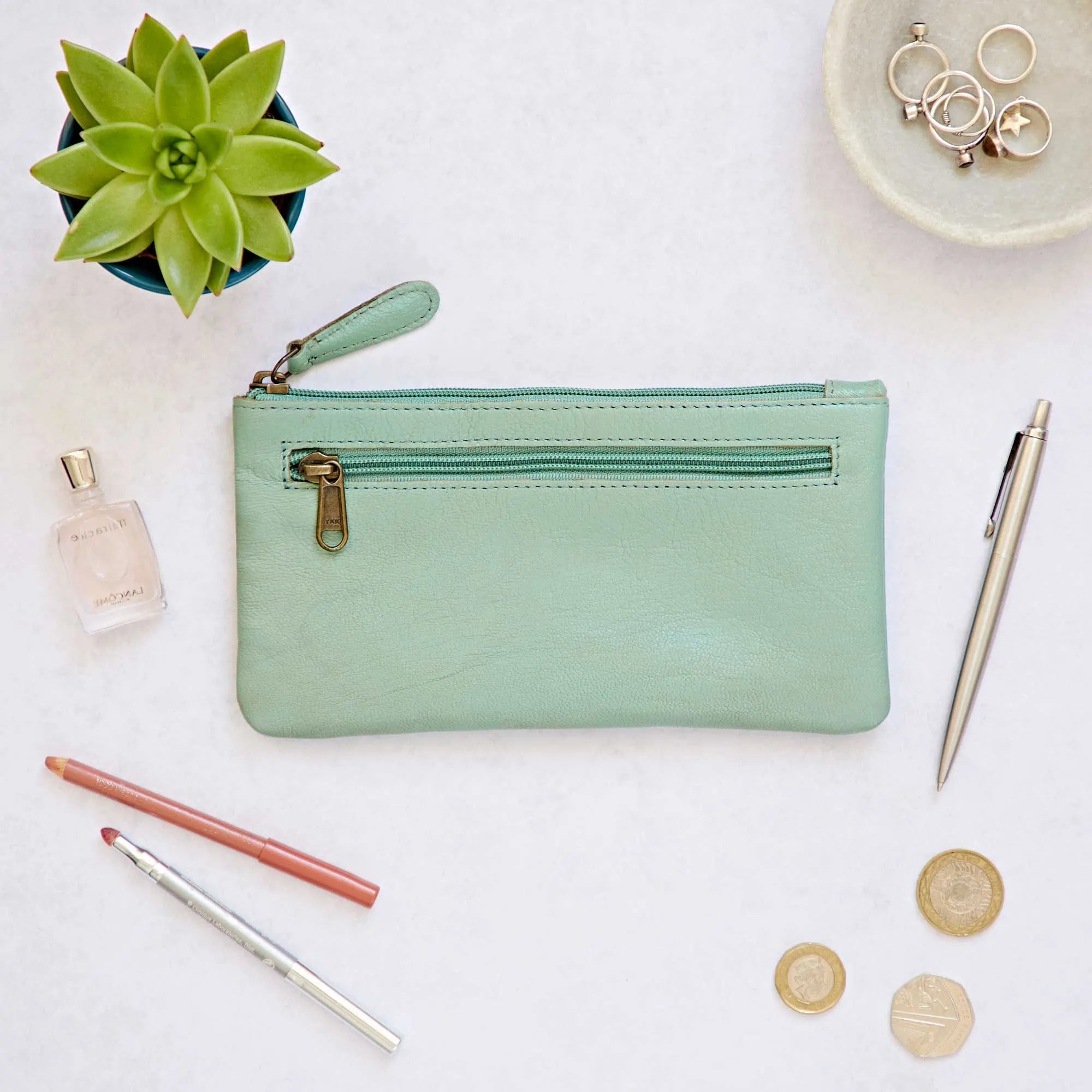 Slim Leather Clutch Purse - - Uneeka
