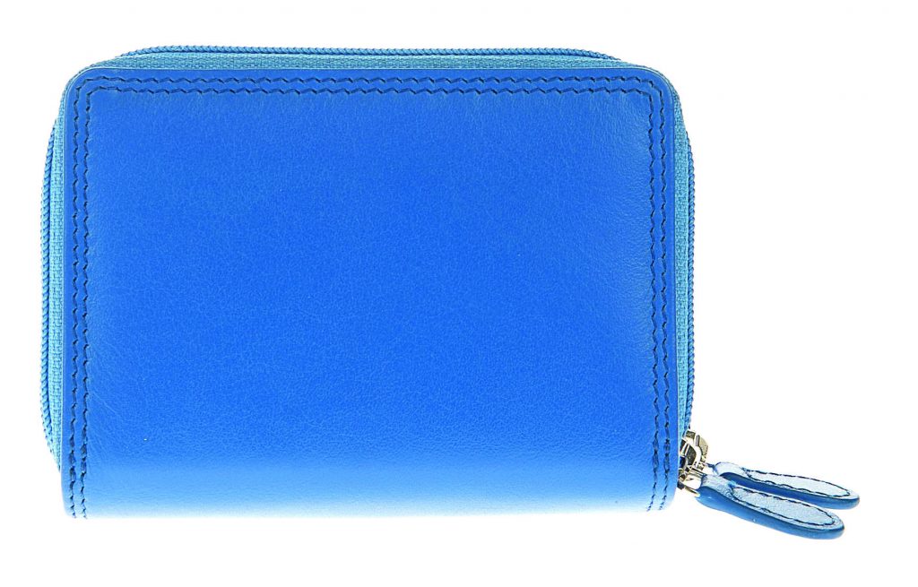 Small Brightly Coloured Leather Purse Cobalt Blue Closed