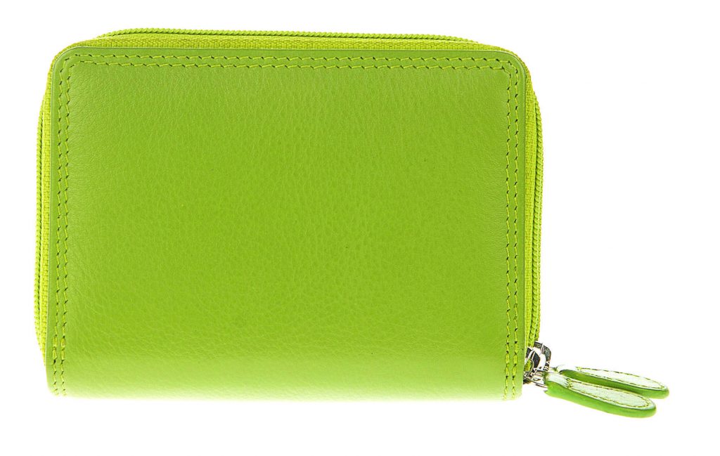 Small Brightly Coloured Leather Purse Lime Closed