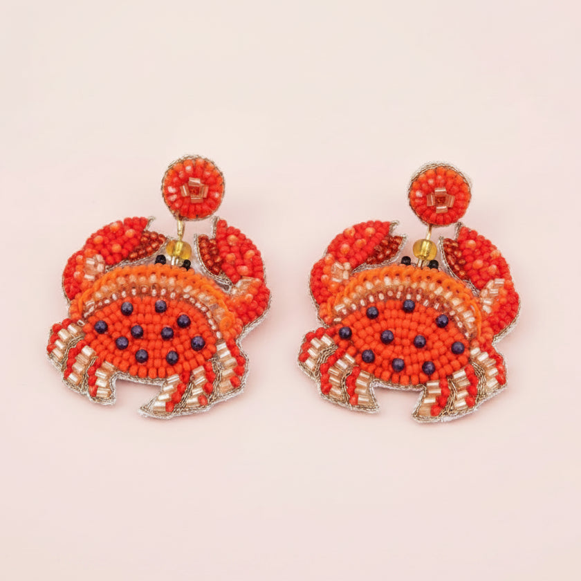Small Crab Beaded Earrings - EAR1663 - Uneeka