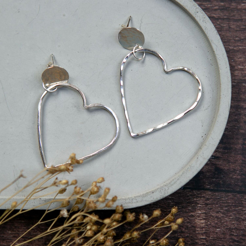 Small Disc With Big Heart Earrings