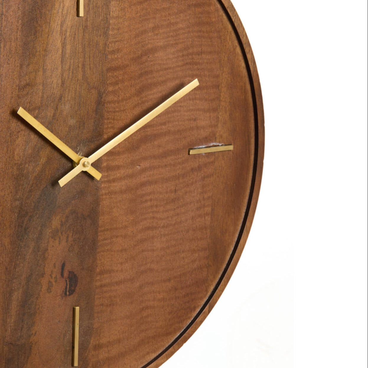 Small Mango Wood & Gold Numberless Wall Clock - 7113884 - Uneeka
