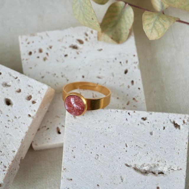 Adjustable Equinox Gold Band Ring - SR - Fire Red - Uneeka