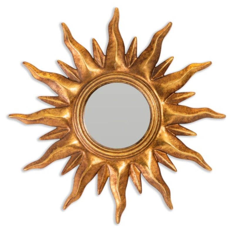 Small Convex Antique Gold Sunburst Mirror - Uneeka