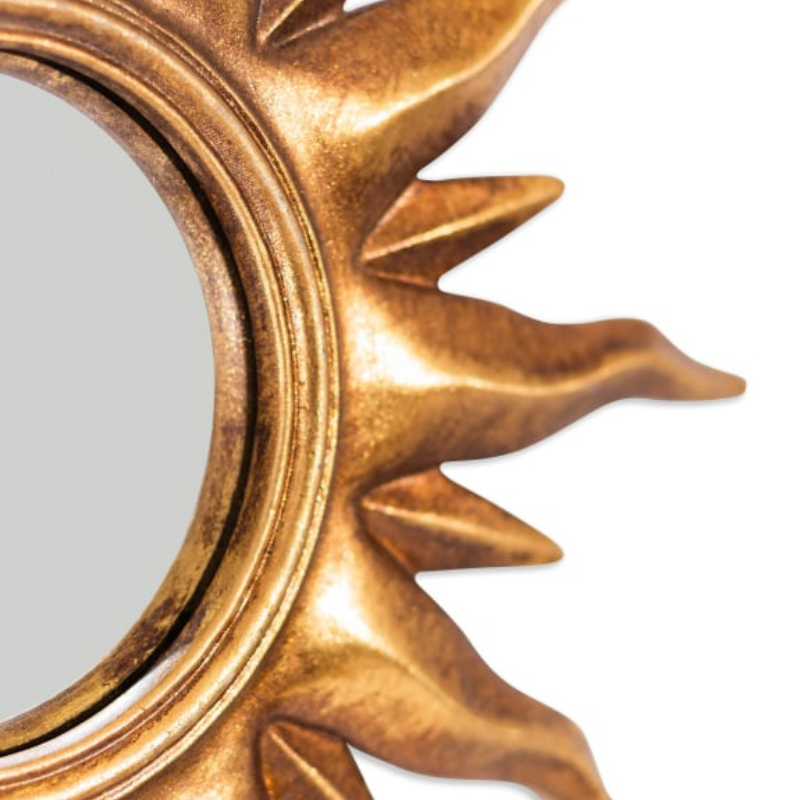 Small Convex Antique Gold Sunburst Mirror - Uneeka