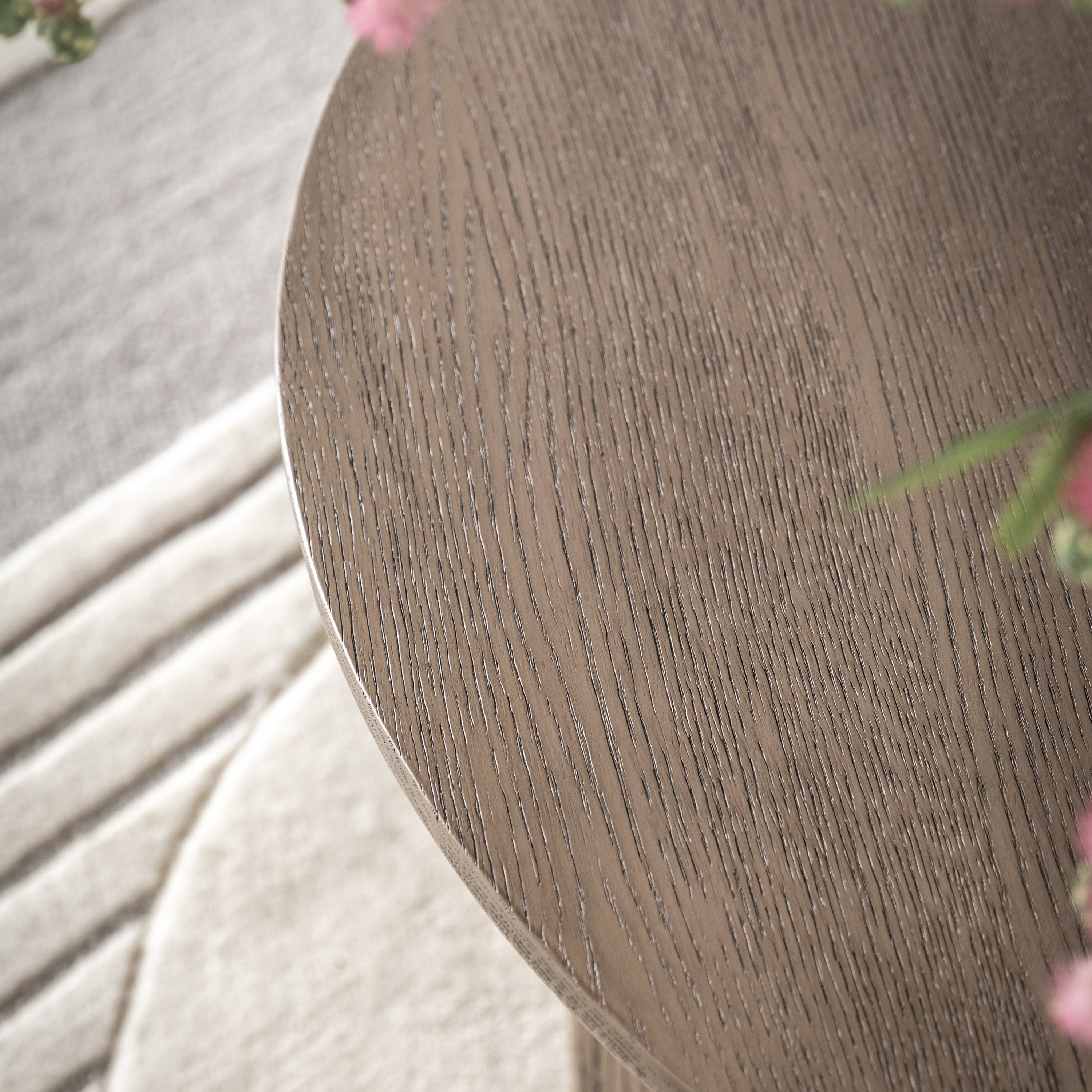 Smoked Oak Round Coffee Table - Craft Round Coffee Table - Uneeka