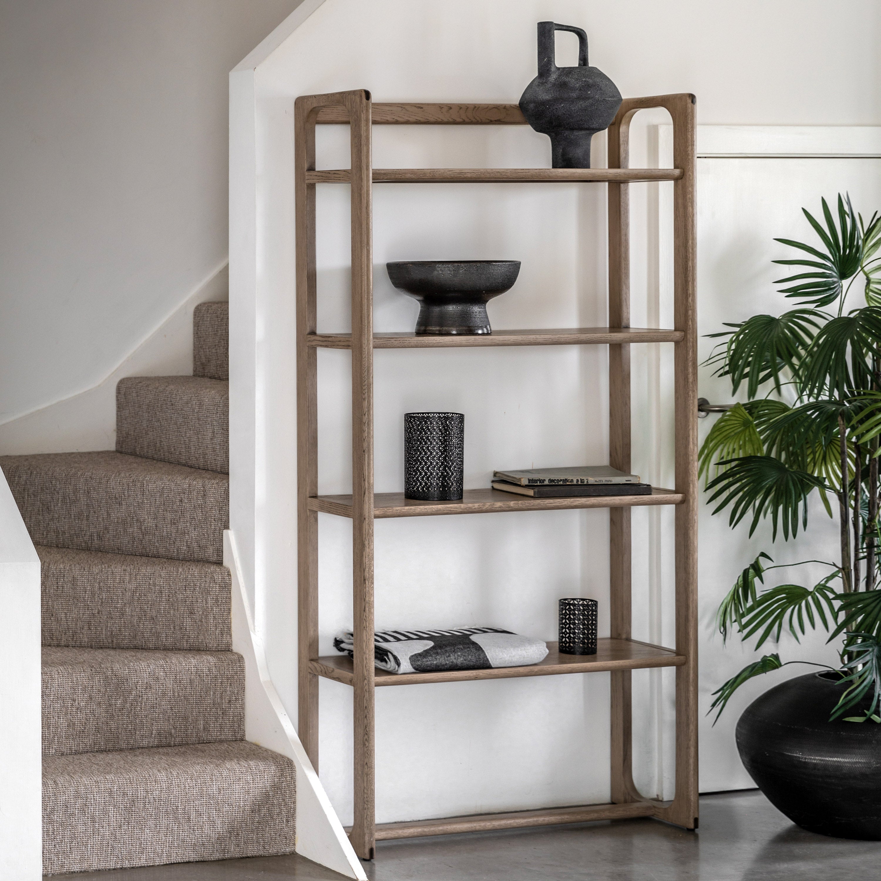 Smoked Oak Open Bookcase - Uneeka