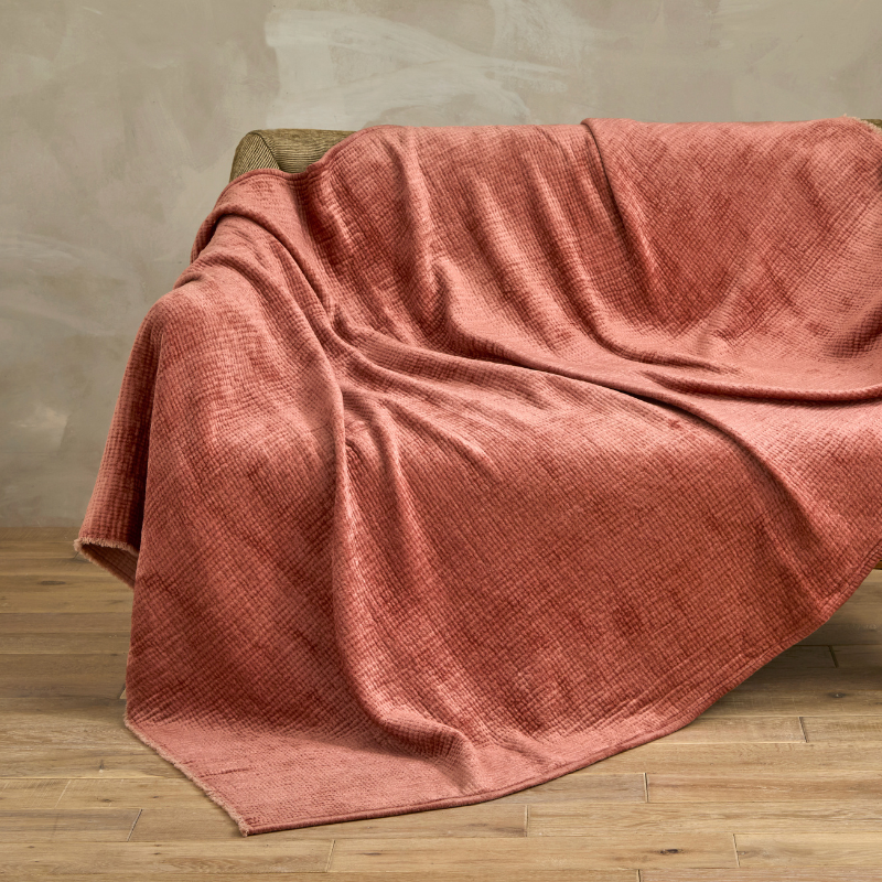 Soft Chenille Ribbed Throw - Rose - Uneeka