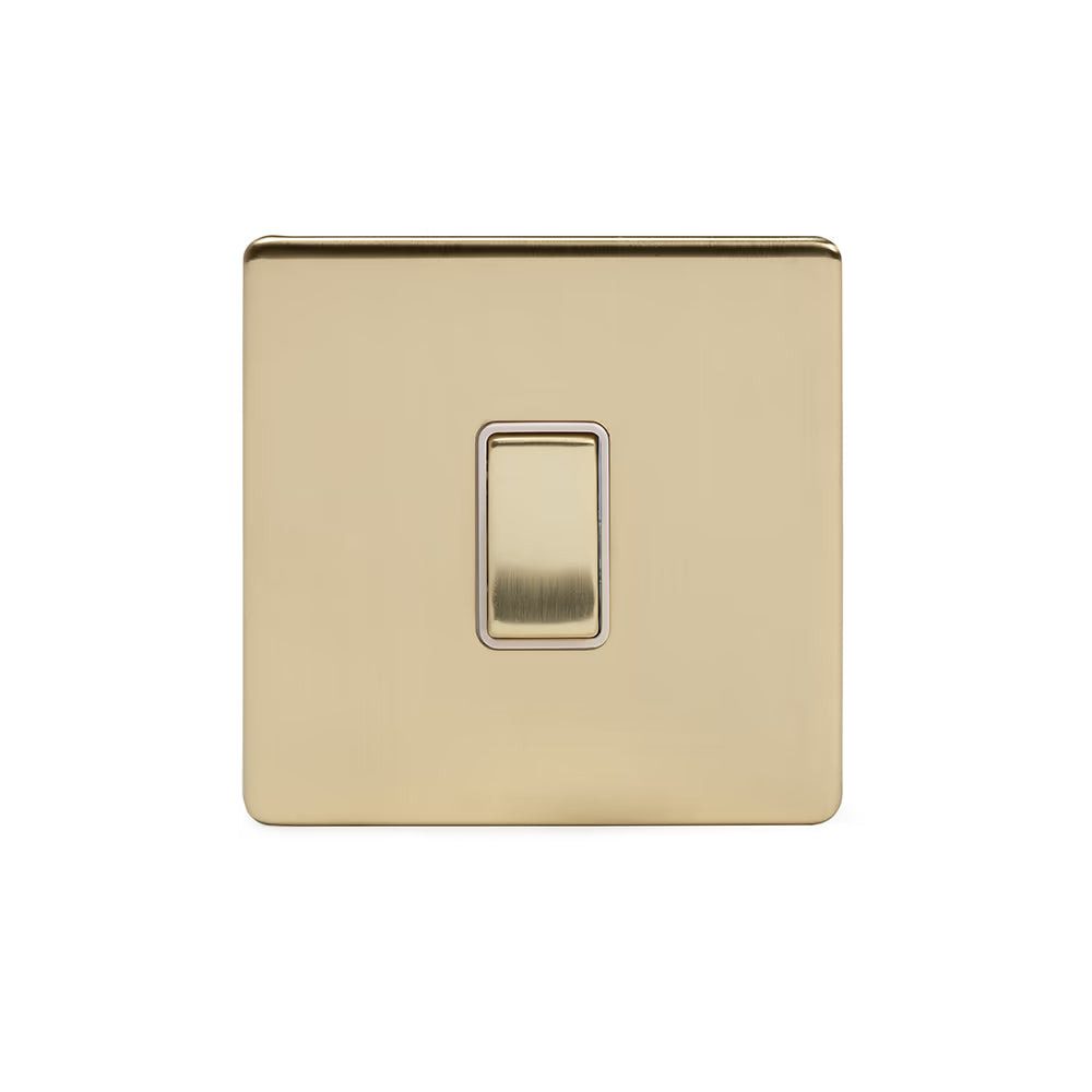 Soho Lighting 10A 1 Gang 2 Way Switch - Brushed Brass with White Insert - Uneeka