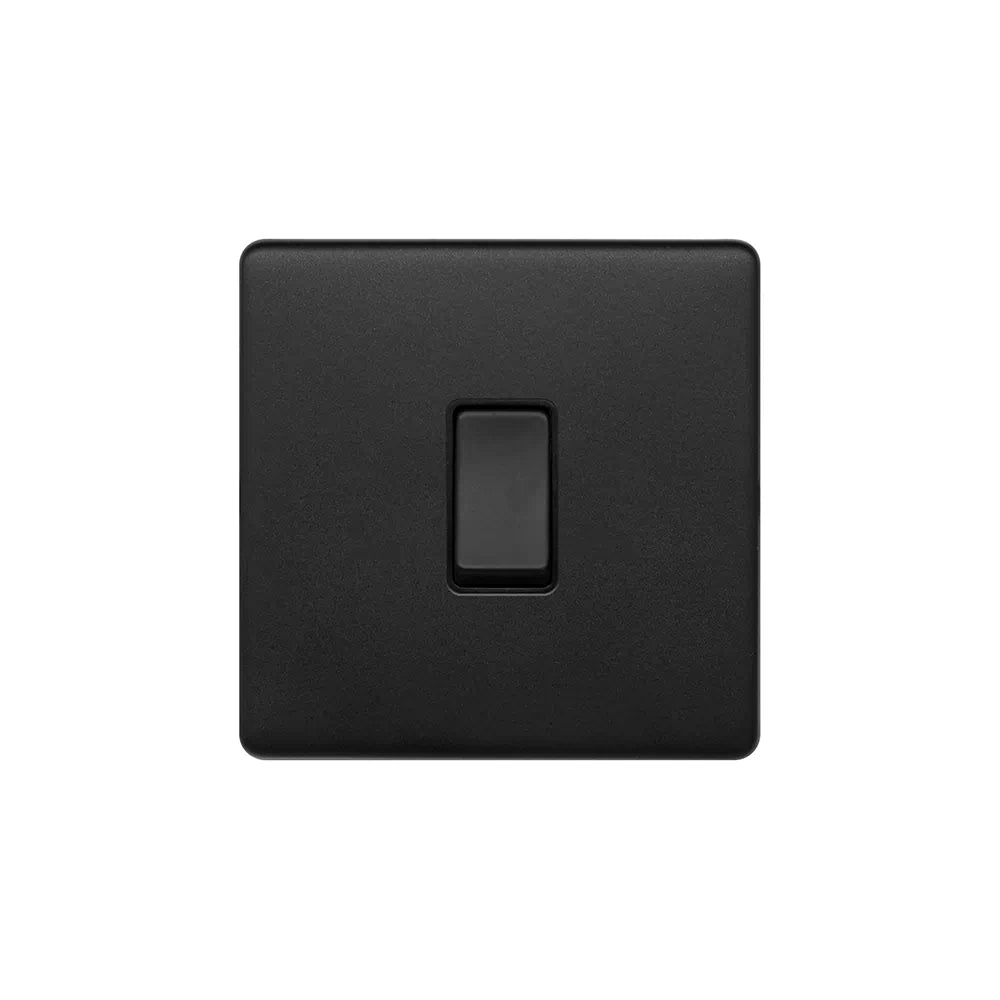 Soho Lighting 10A 1 Gang 2 Way Switch - Matt Black, Black Insert Screwless Finish Uneeka