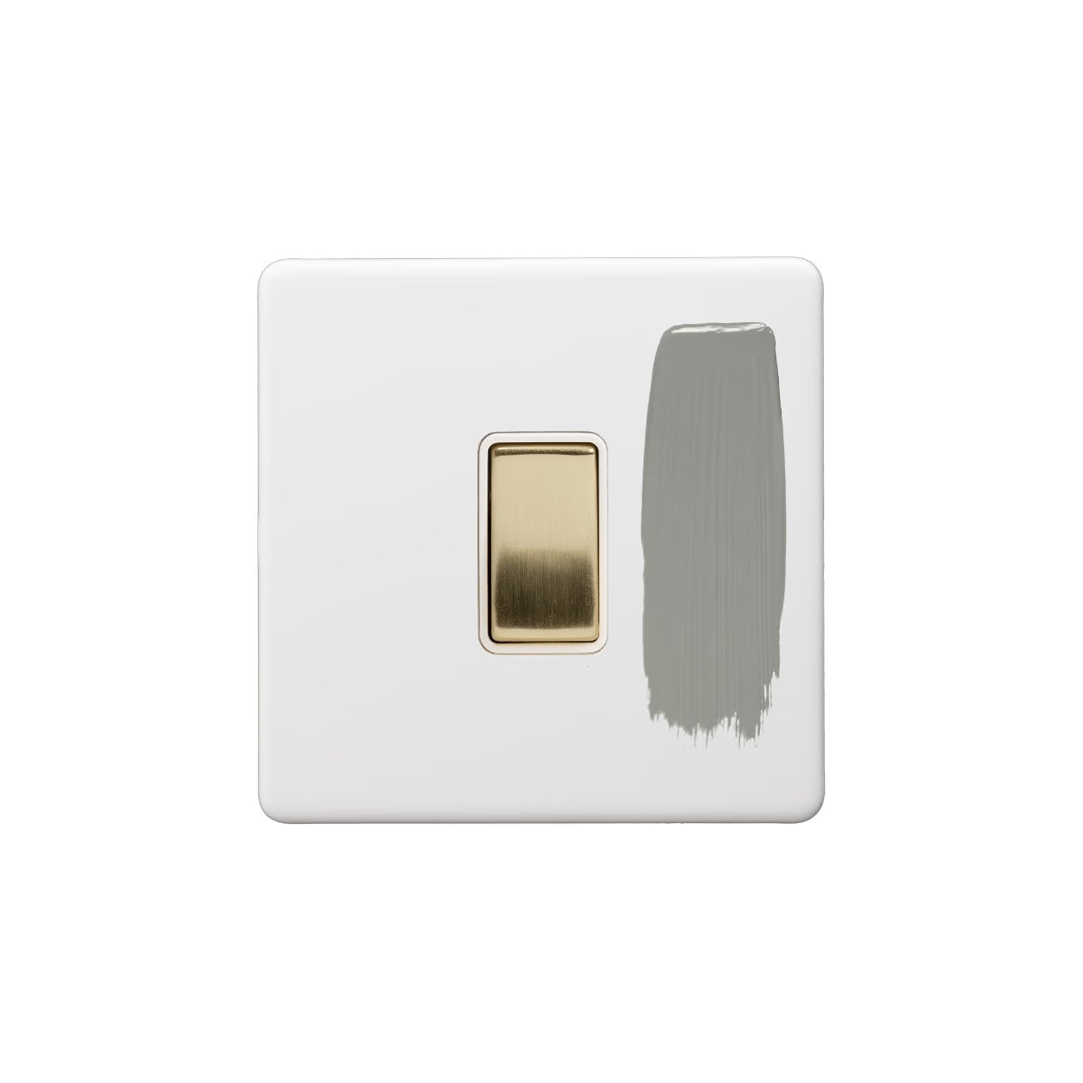 Soho Lighting 10A 1 Gang 2 Way Switch Paintable with Brushed Brass Detail White Insert Uneeka