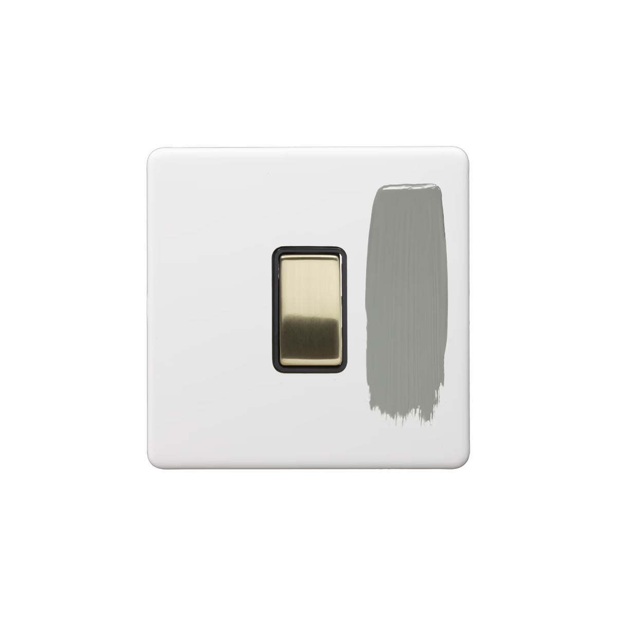 Soho Lighting 10A 1 Gang 2 Way Switch Paintable with Brushed Brass Detail with Black Insert Uneeka