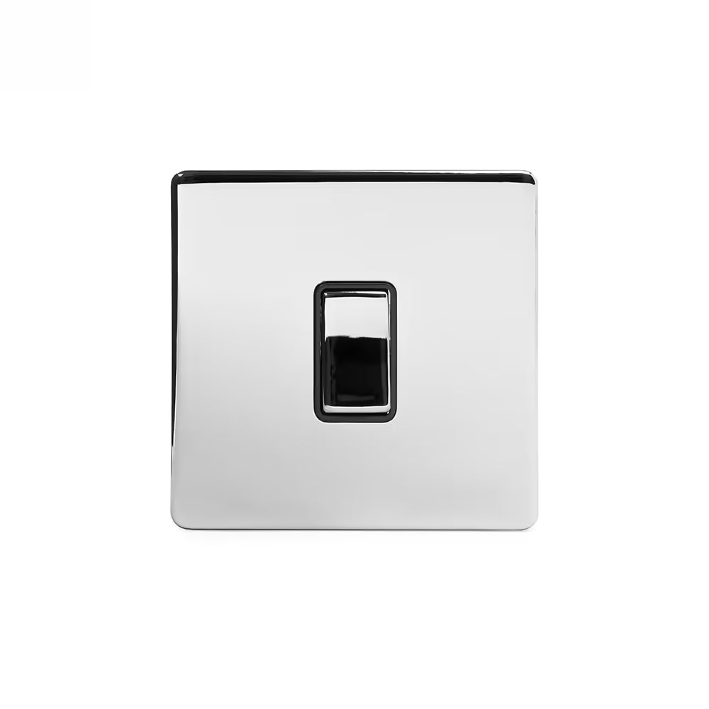 Soho Lighting 10A 1 Gang 2 Way Switch Polished Chrome with Black Insert Screwless Finish Uneeka