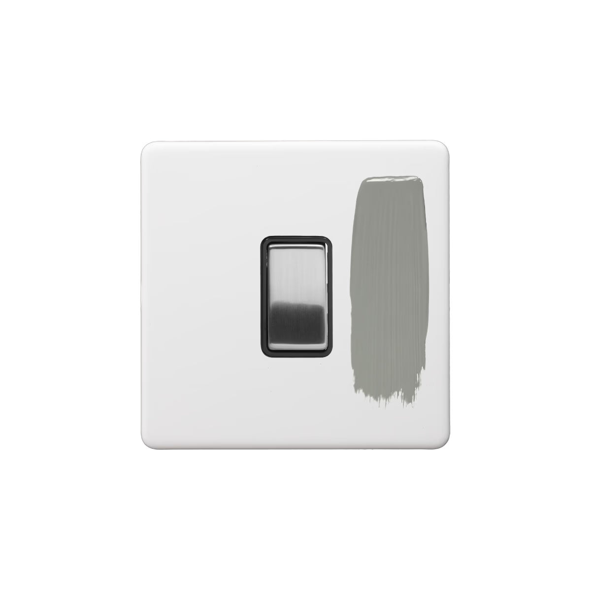 Soho Lighting 10A 1 Gang 2 Way Switch Primed & Paintable with Brushed Chrome Detail & Black Insert Uneeka
