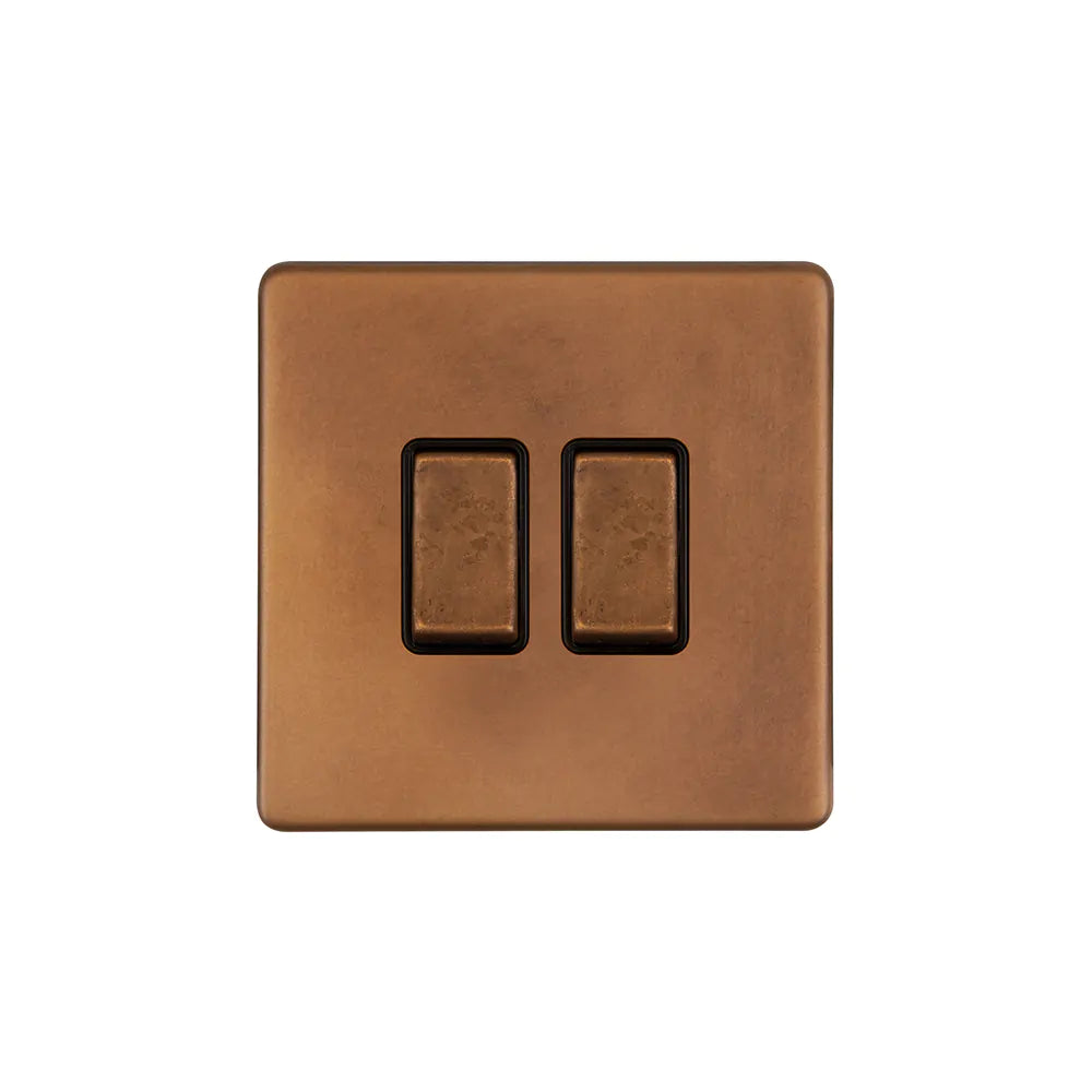 Soho Lighting 10A 2 Gang 2 Way Switch - Antique Copper - Uneeka