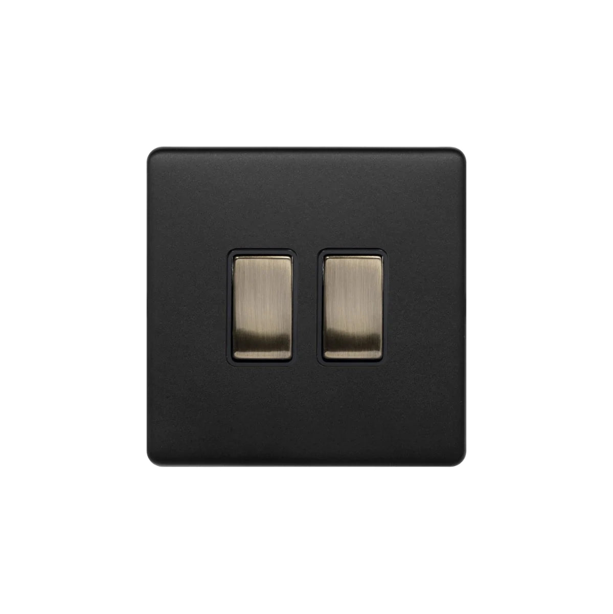 Soho Lighting 10A 2 Gang 2 Way Switch - Matt Black & Antique Brass - Uneeka