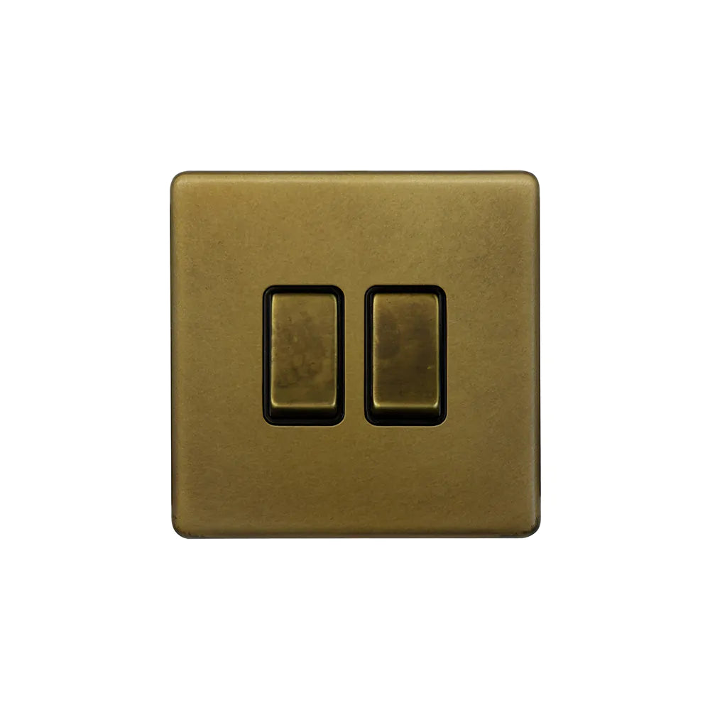 Soho Lighting 10A 2 Gang 2 Way Switch - Old Brass - Uneeka