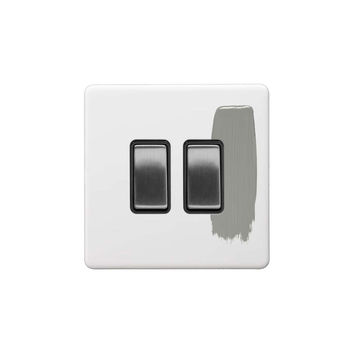 Soho Lighting 10A 2 Gang 2 Way Switch Paintable with Brushed Chrome & Black Insert Uneeka