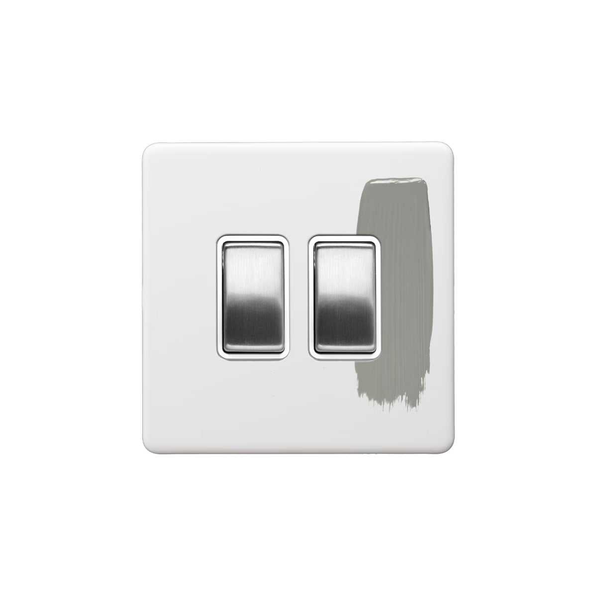 Soho Lighting 10A 2 Gang 2 Way Switch Paintable with Brushed Chrome and White Insert Uneeka