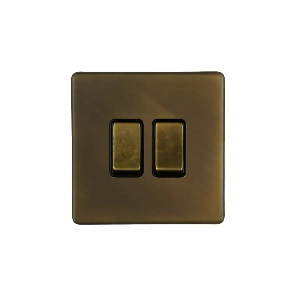 Soho Lighting 10A 2 Gang 2 Way Switch - Vintage Brass - Uneeka