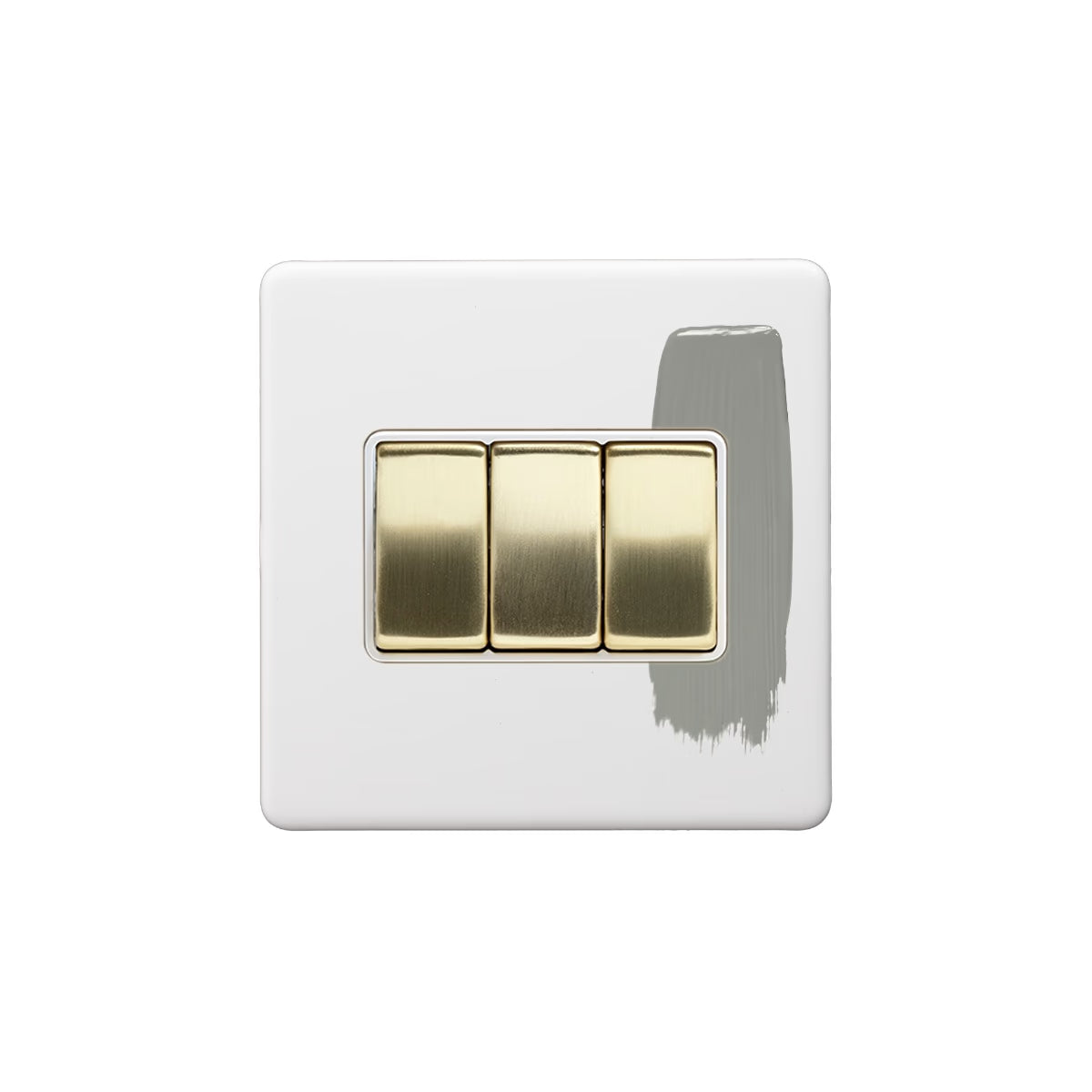 Soho Lighting 10A 3 Gang 2 Way Paintable with Brushed Brass Detail White Insert Uneeka