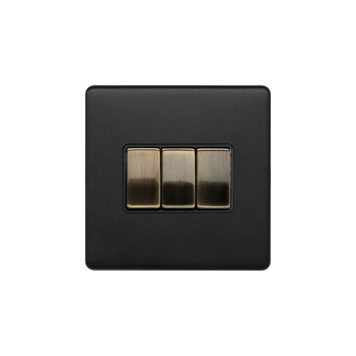 Soho Lighting 10A 3 Gang 2 Way Switch - Matt Black & Antique Brass - Uneeka